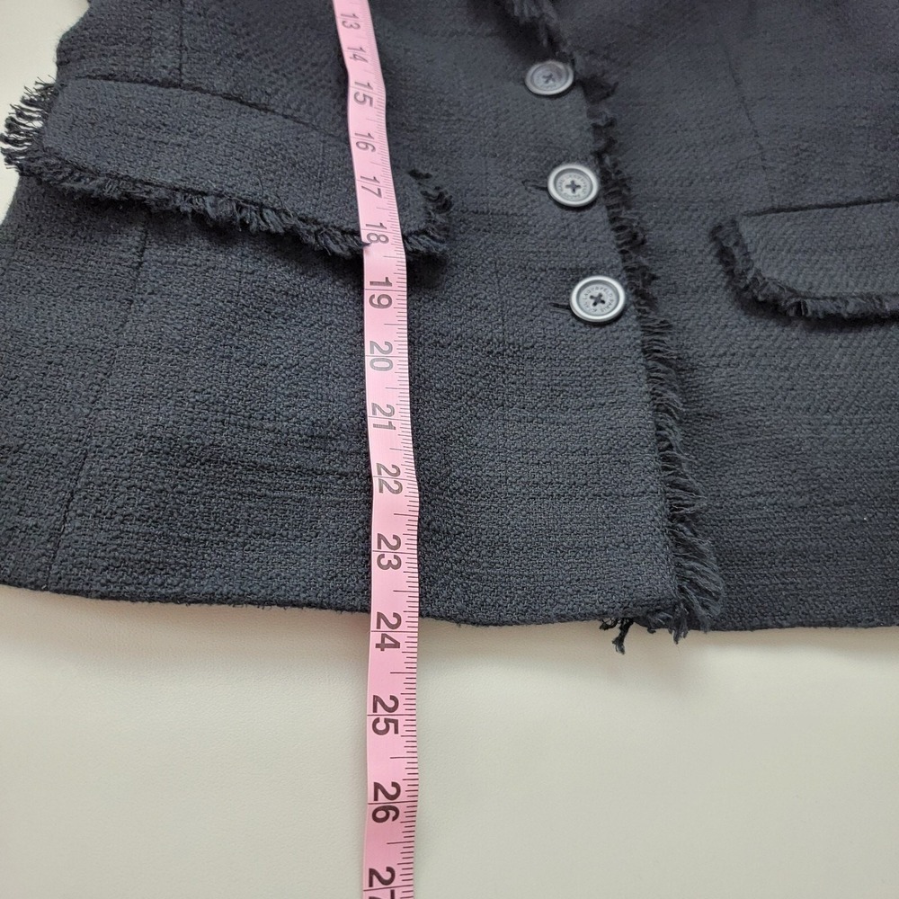 Karl Lagerfeld Blazer Womens 6‎ Black Fringe Tweed Single Breasted Long Sleeve - Picture 10 of 12